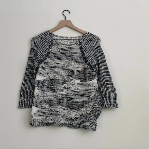 Moth Jacquard Marled Anthropologie Fringe Wool Sweater long sleeve textured - Picture 2 of 11